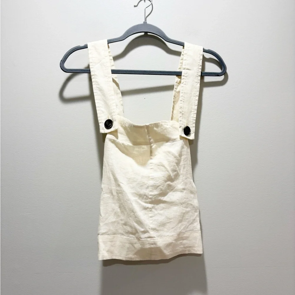 Everlane NEW Women's Off-White Apron Linen Tank Top Crisscross Back Size 6 - Picture 3 of 8